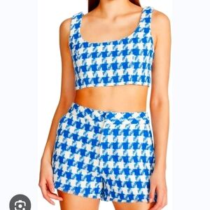 Steve Madden 2 Piece Short and Top set Blue and White Textured